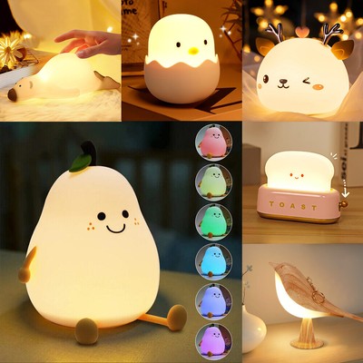LED Nachtlicht Birne Licht Silikon Kinder Touch Lampe Wiederaufladbar Nachtlampe