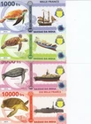 BASSAS DA INDIA (French) Set 4 unusual/fantasy notes 1000 2000 5000 10000 2018