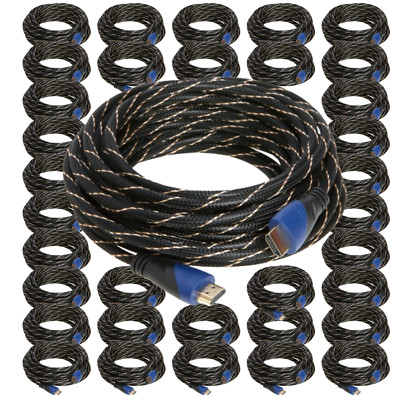 50 pcs 30 ft HDMI 4K Gold Cable HDTV 60HZ Gaming Streaming PS4 Xbox High Speed