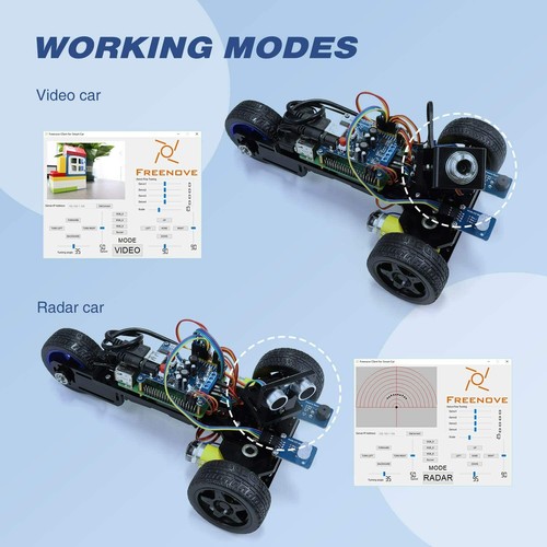 Freenove Three-Wheeled Smart Car Kit for Raspberry Pi 4 B3 B+ B A+ Robot Project - Picture 3 of 7