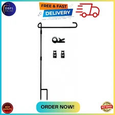 Garden Flag Stand-Holder-Pole with Garden Flag Stopper and Anti-Wind Clip for...