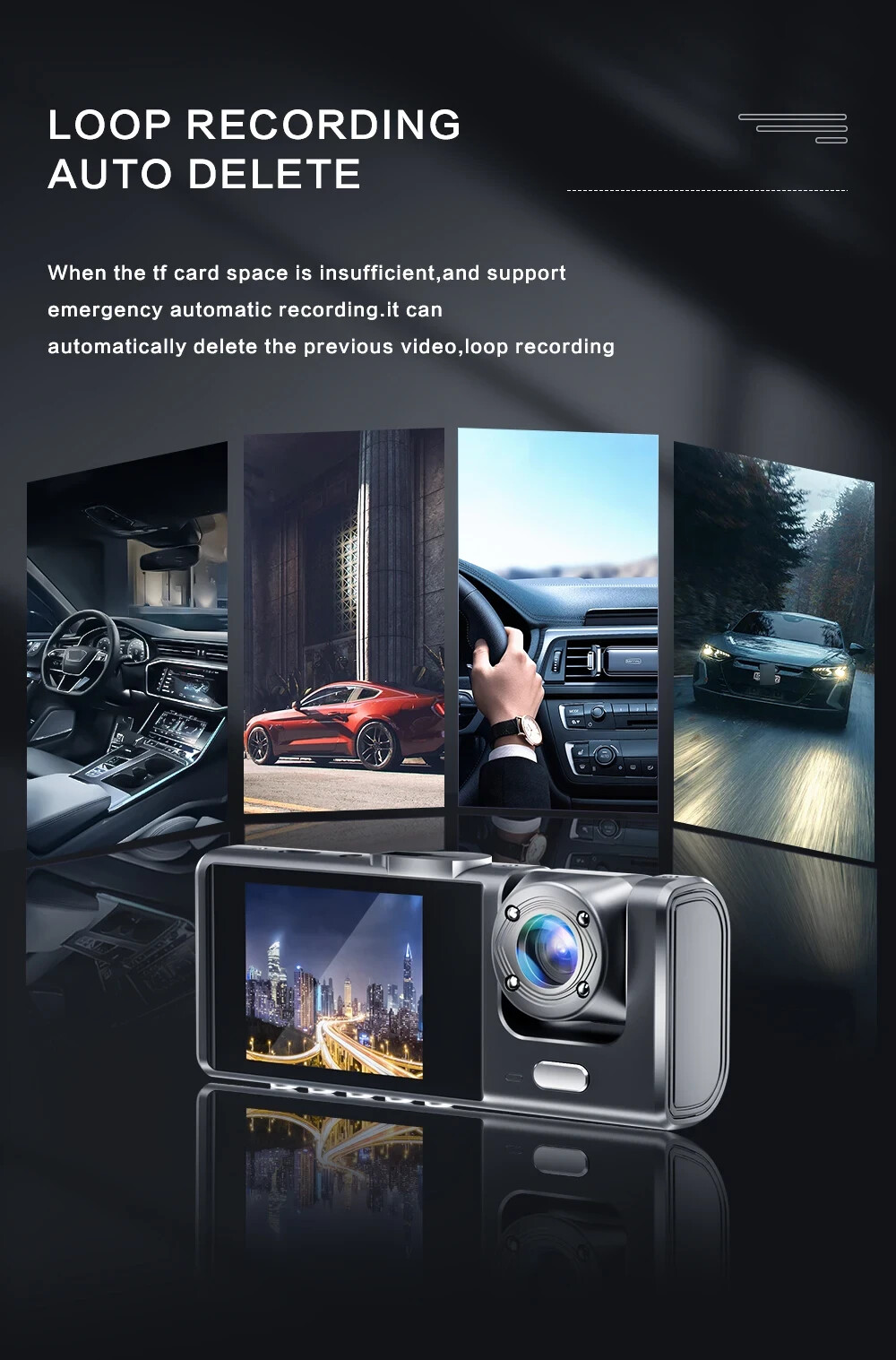 Dash Cam 1080p Visione Notturna Loop 2" IPS Schermo Registrazione Loop Ir - Miniatura 6