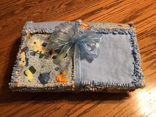 Handmade Rag Quilt Flannel Baby Boy Toy Print Gift Ready - 100 Positive Seller