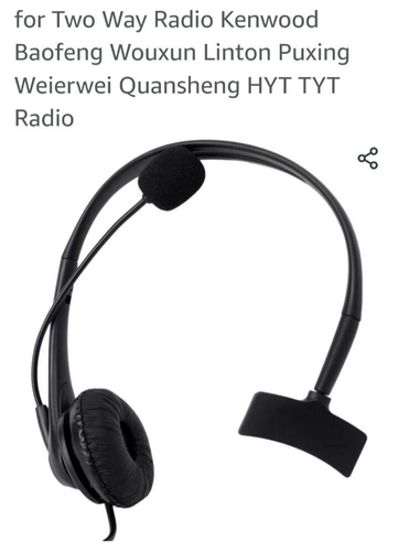 2Pin Overhead Earpiece Headset Boom Microphone Noise Cancelling 2 way radio 4 pk - Zdjęcie 3 z 11