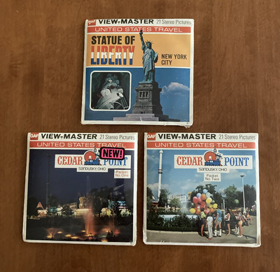 70s View Master Set Of 3 United States Travel GAF 9 Reels New Sealed NY,Sandusky