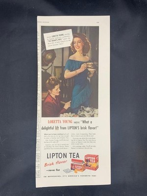 Magazine Ad* - 1948 - Lipton Tea - Loretta Young