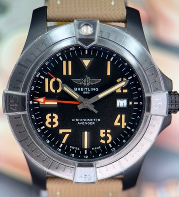 Breitling Avenger. Night Mission. V32395. GMT Automatic  Military Pilot Watch