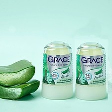 2x GRACE Natural Deodorant Roll-on, Aloe Vera Formula Stop Bacteria,70g