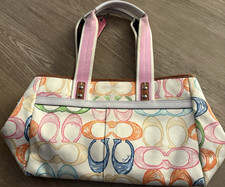 Coach Multicolor Tote Zip Closure Pink Double...