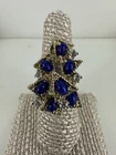 Vintage Panetta Sterling Gold Vermeil Lapis Lazuli CZ Cocktail Ring 6.5
