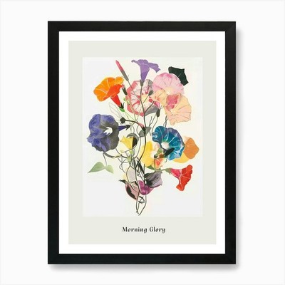 Morning Glory 1 Collage Flower Bouq Framed Wall Art Poster Canvas Print Picture