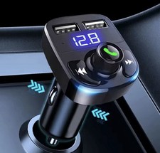 Bluetooth 5.0 FM Transmitter Car Charger Dual USB Hands Free Call LED