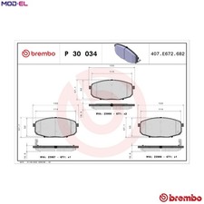 BRAKE PAD SET DISC BRAKE P 30 034X FOR HYUNDAI KIA CEE'D/SW/Sportswagon/PRO 1.0L