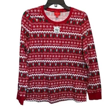 Holiday Lane Merry Mix It Cotton Matching Family Pajamas TOP ONLY Large New