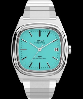 TIMEX 1983 E-Line Teal Mint Blue Automatic 34mm Watch TW2Y07300