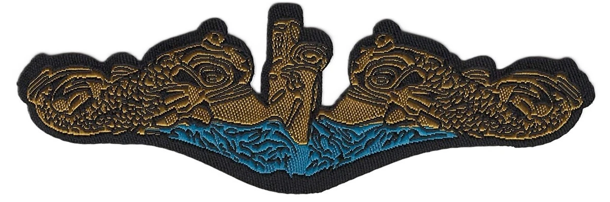 U.S. Navy Submarine Officer Dolphins Patch Gold 4x1.25 in heat seal c9123