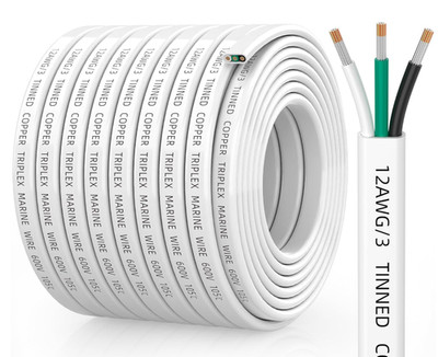 Cable Marino 12 AWG Triplex IP68 Cobre Estañado para Barco RV 50FT