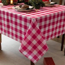 Gingham Tablecloth Fabric - Oblong 58x120 Water Resistant Valentine's Table