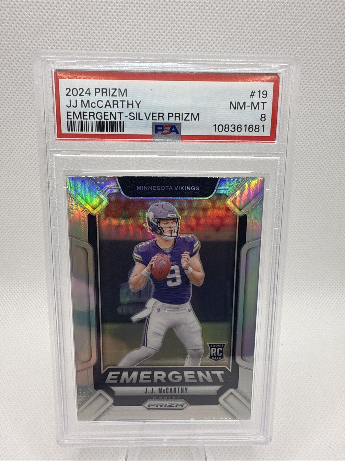 2024 Panini Prizm - Emergent J.J. McCarthy #19 Silver Prizm (RC)