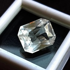 19 Ct Natural Emerald Cut Flawless White Sapphire Loose Certified Gemstone