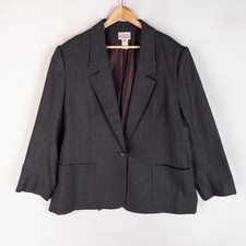 The Villager Womens Blazer 24W Gray Wool Vintage Made in USA Professional Office