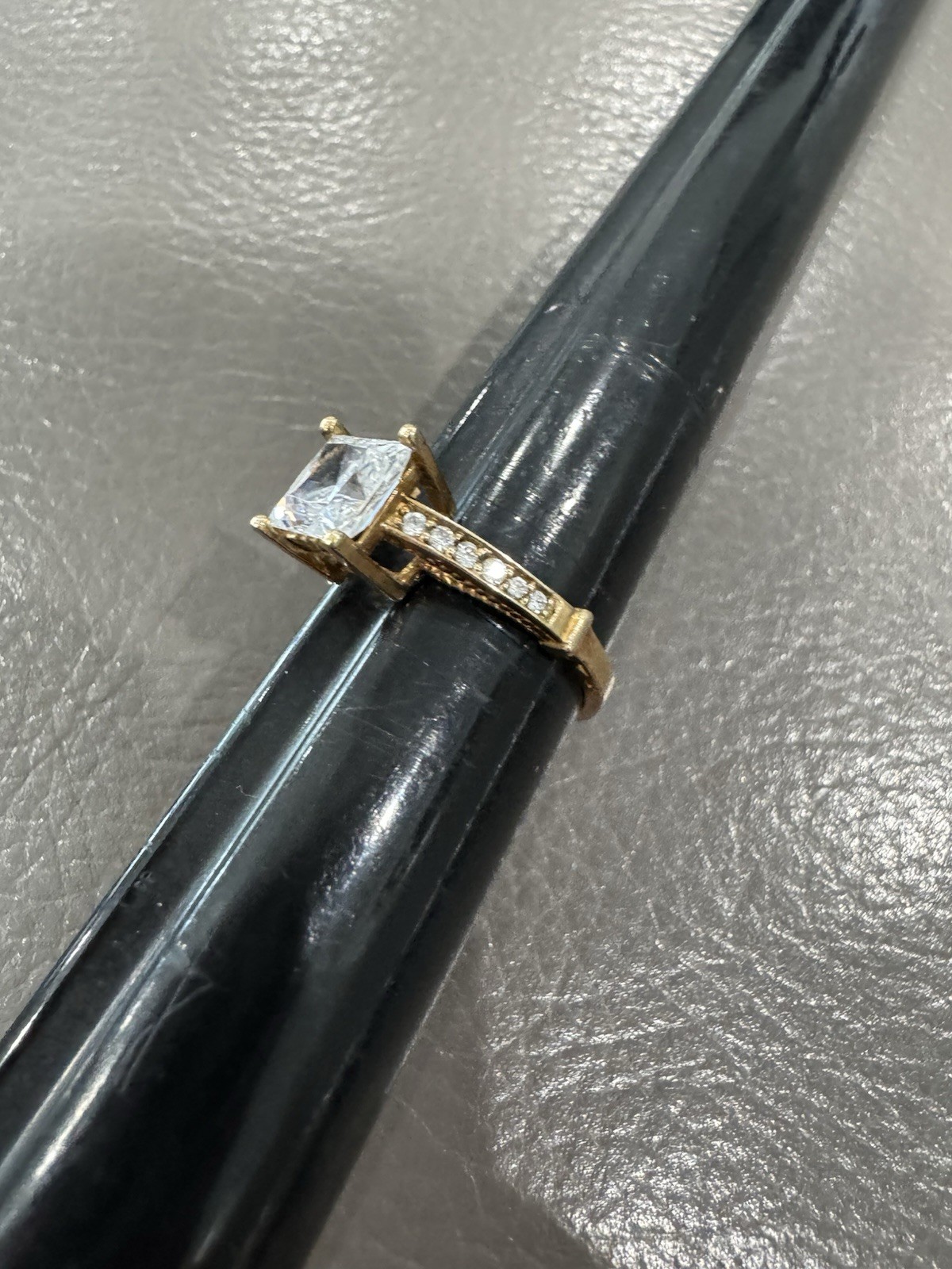 10K Solid Yellow Gold Lab Created Square Center S… - image 2