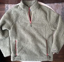 Chubbies Lasso High Pile 1/4 Zip Sherpa Pullover Jacket Size Large Green