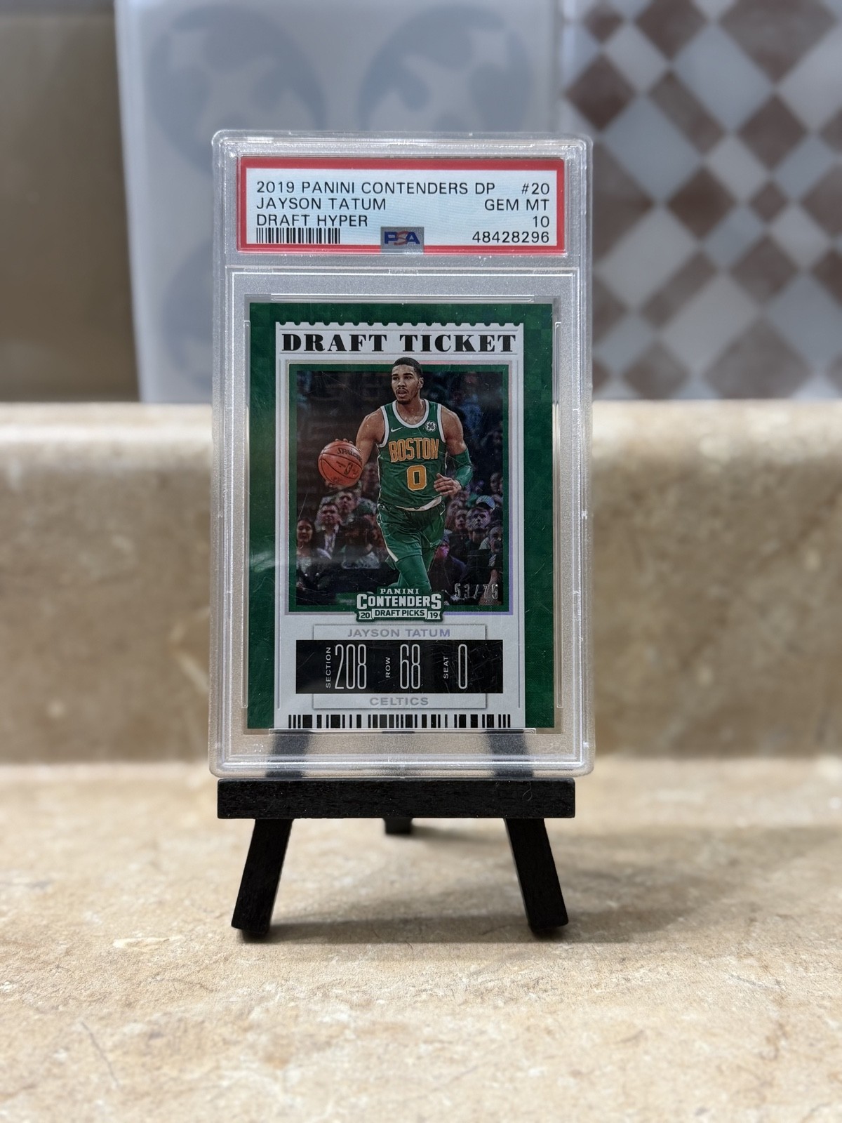 Jayson Tatum 19-20Panini Contenders DraftPicks- #20 Blue Foil Green Jersey 53/75