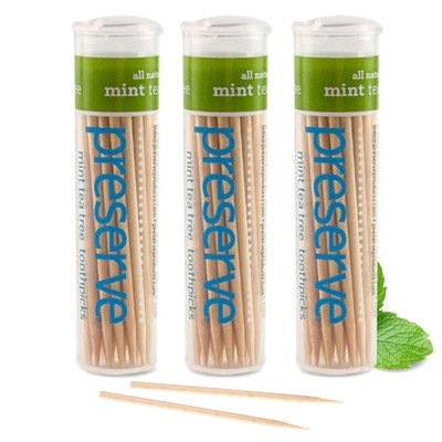Preserve Toothpicks Refreshing Natural Mint Tea Tree Set of 3, 