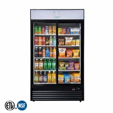 NSF 35-Cu Ft Sliding Door Refrigerator 2 Glass-Door Merchandiser (Black) 44" New