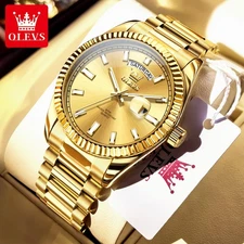 OLEVS Men's Quartz Watch Calendar Luminous Wristwatch Stainless Steel Band