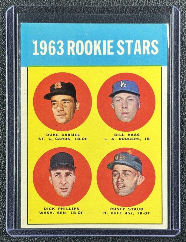 DUKE CARMEL BILL HAAS DICK PHILLIPS RUSTY STAUB 1963 TOPPS BASEBALL #544 ROOKIE