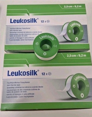 12 Rollen Leukosilk  Pflaster 2,5 cm x 9, 2m, Hypoallergen NEU 