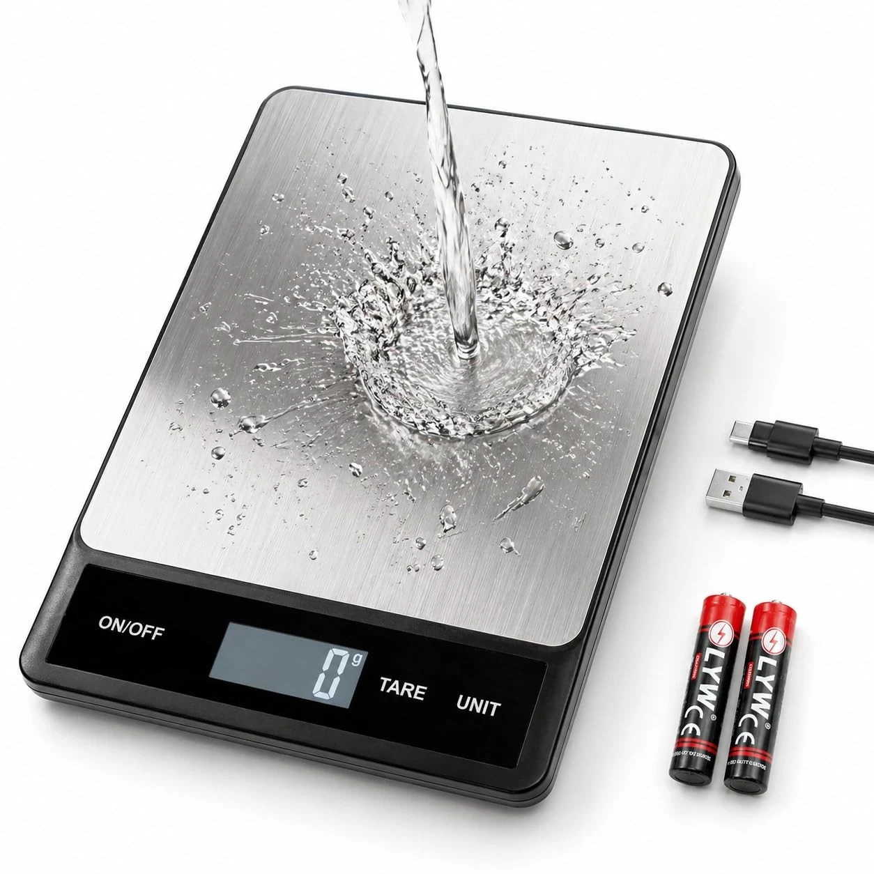 33LB/15KG Digital Kitchen & Food Scale – Waterproof Stainless Steel, USB Rech...