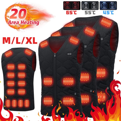 20 Areas Electric USB Heated Vest Jacket Battery Men Women Heating Thermal Coat