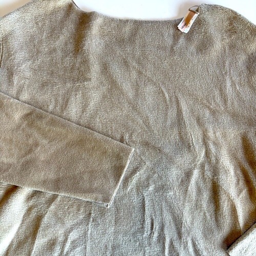 Maglione Eberjey donna XS reversibile peluche bordo grezzo scollo a imbuto caramello nuovo senza etichette - Foto 2 di 12