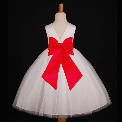 Ivory Wedding Pageant Tulle Gown Flower Girl Dress 12M 18M 2 3/4 5/6 7/8 9/10 12 - Picture 23 of 31