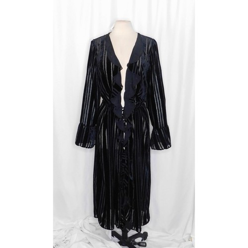 ¡¡NUEVO CON ETIQUETAS!! Plumero Dolly FREE PEOPLE Negro Terciopelo Rayas Volantes Burnout Mediano - Imagen 2 de 14