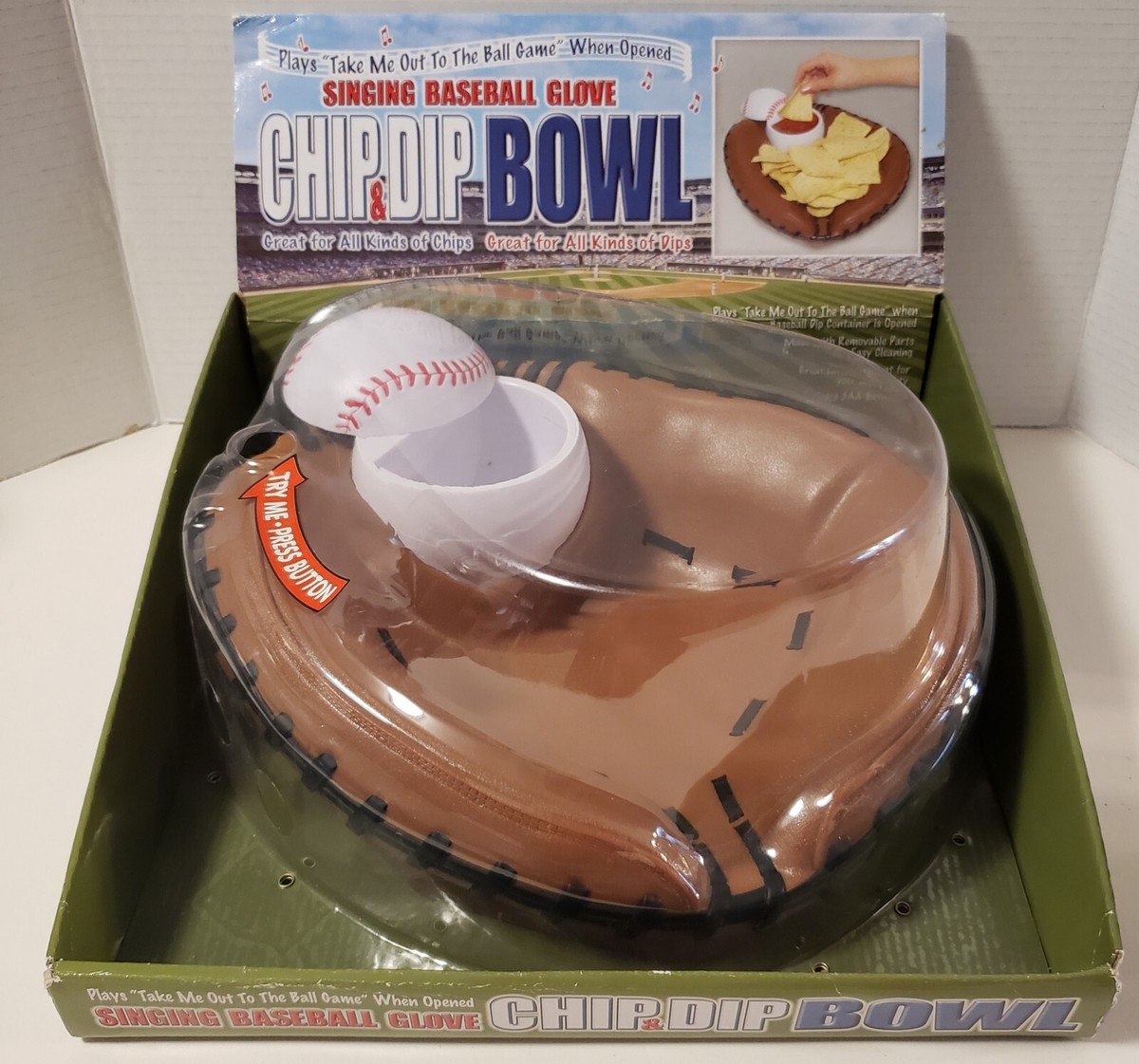 Singing Baseball Glove Chip & Dip Bowl Plays 