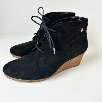 Dr Scholls Boots Womens Black Continue Wedge Ankle Faux Suede Booties EU  39