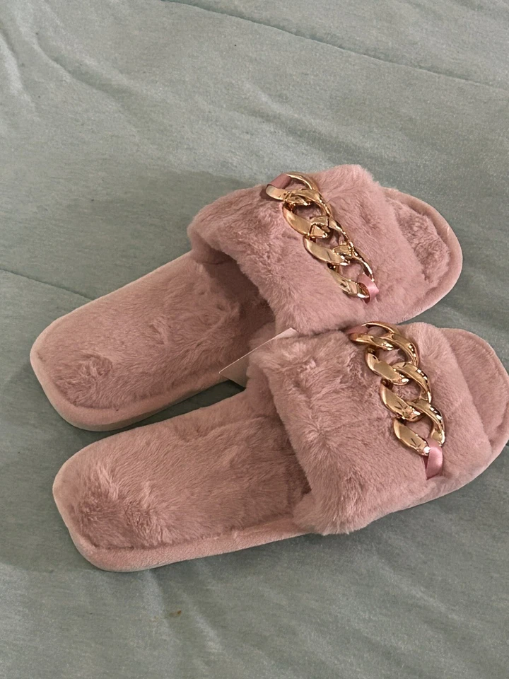 Zapatillas de piel sintética negras, rosas y melocotón.   Mujer US 7/8 - 9/10 Foto 2 de 4