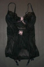 NWT 78 Victoria Secret Black Garter Slip Chemise Babydoll 34B