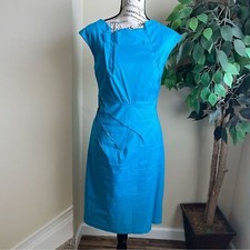 Suzy Chin for Maggy Boutique Cap Sleeve Sheath Dress Blue Sz 10