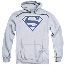 SUPERMAN NAVY  WHITE SHIELD Licensed Adult Hooded Sweatshirt Hoodie SM-3XL