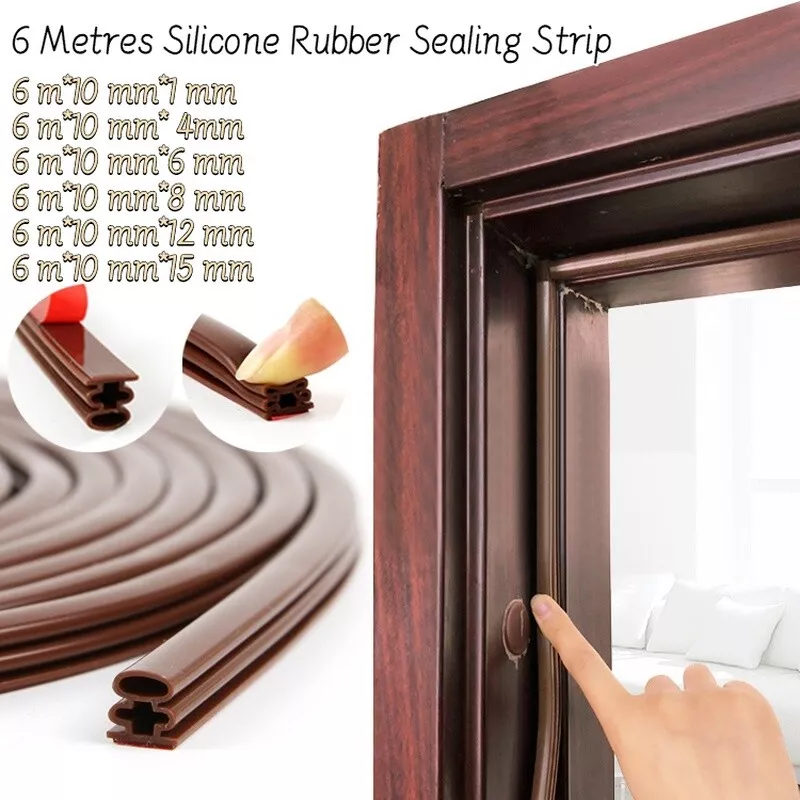 6M Silicone Rubber Sealing Strip Self adhesive Sealed Slot for Security Doors