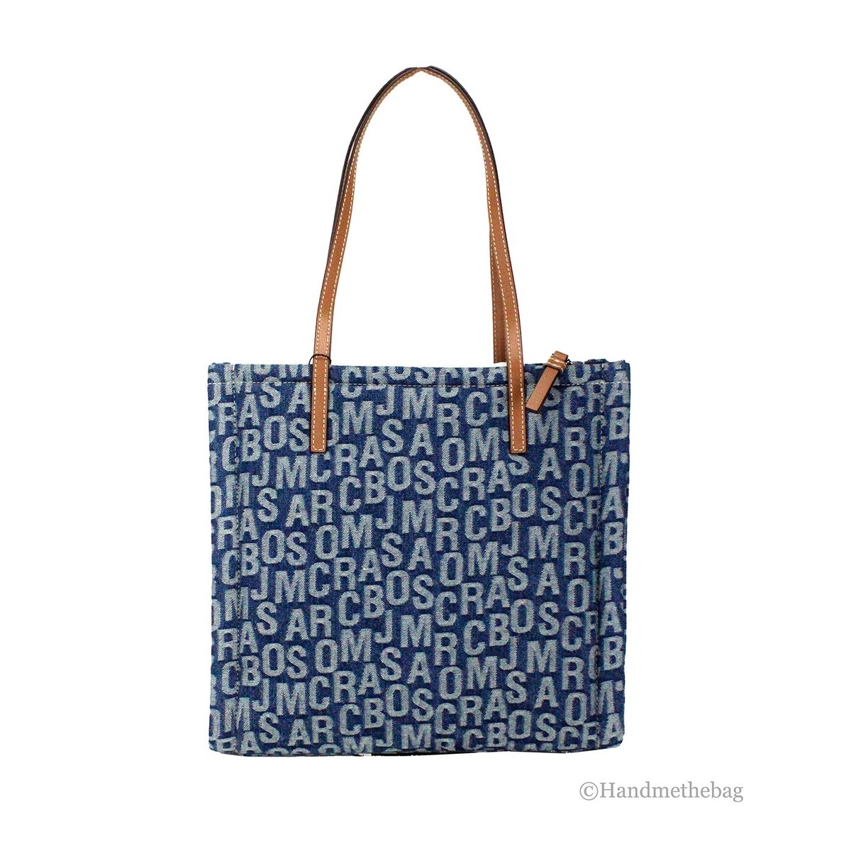 Marc Jacobs The Washed Monogram Blue Denim Grind Canvas Tote