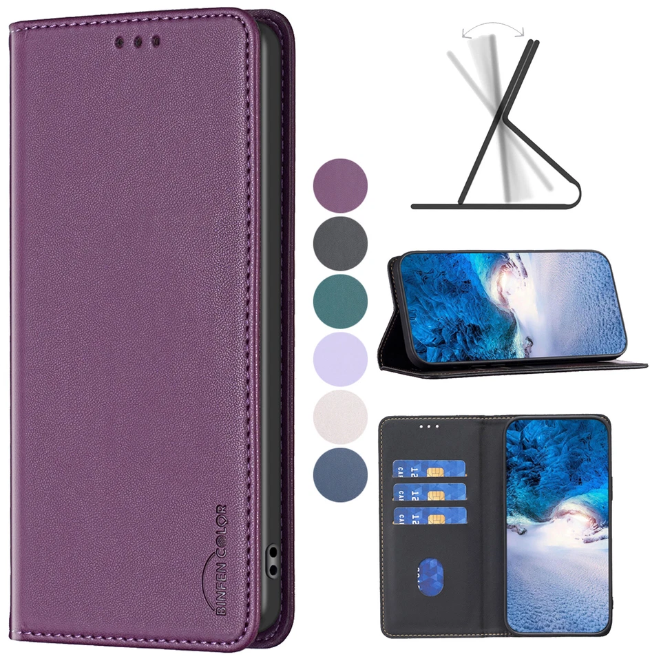 Flip Leather Wallet Stand Phone Case Cover For Motorola G84 G34 G24 G53 G73 E13 - Image 4 of 4