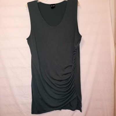 Free Press XL Sleeveless Dress Green Ruched Pullover Stretch Casual