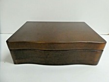VINTAGE TIMBER VANITY TRINKET JEWELLERY BOX TRAVEL CASE - MIRROR