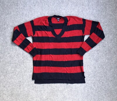 CHAPS Herren Vintage Pullover Langarm Gr. M Strick Pulli Gestreift A13907 Rot